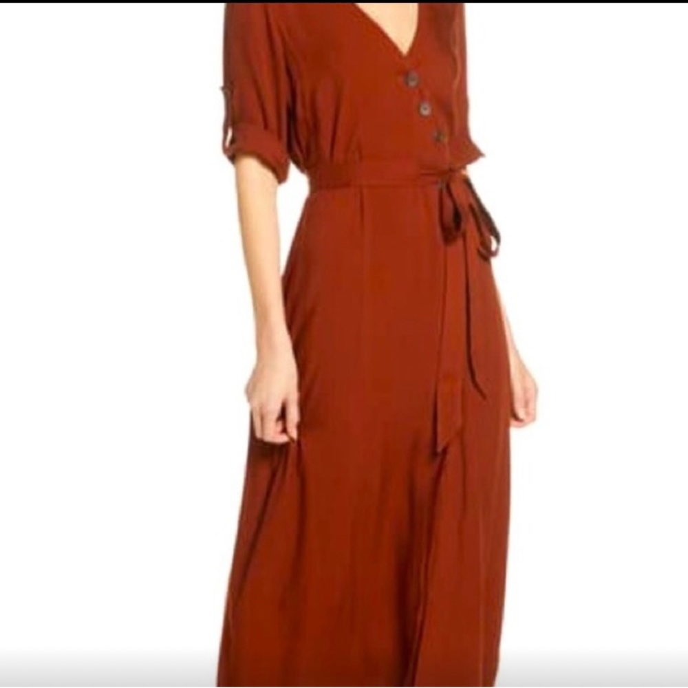 BB Dakota Asymmetrical Rust Midi Dress - Picture 4 of 7